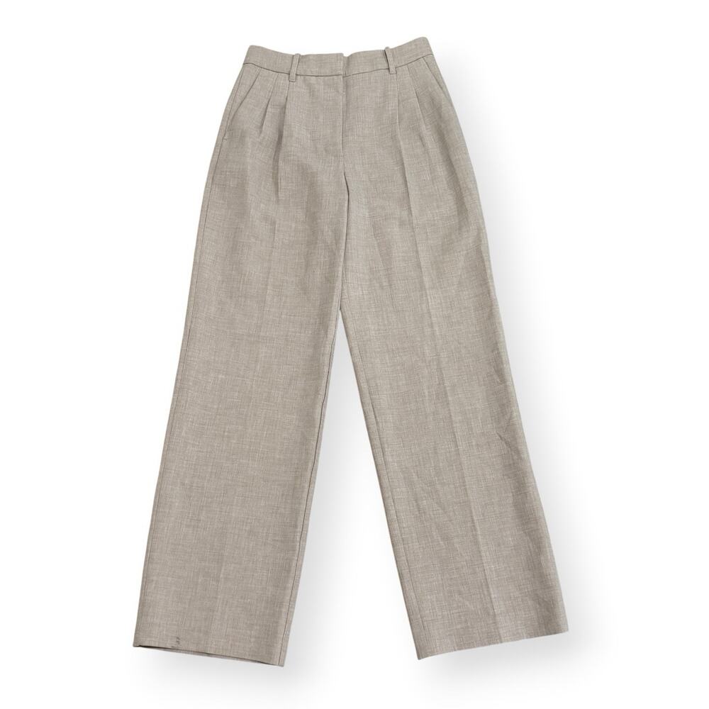 Aritzia Wilfred The Effortless Pant Size 6 Beige Wide Leg Pleated Minimalist